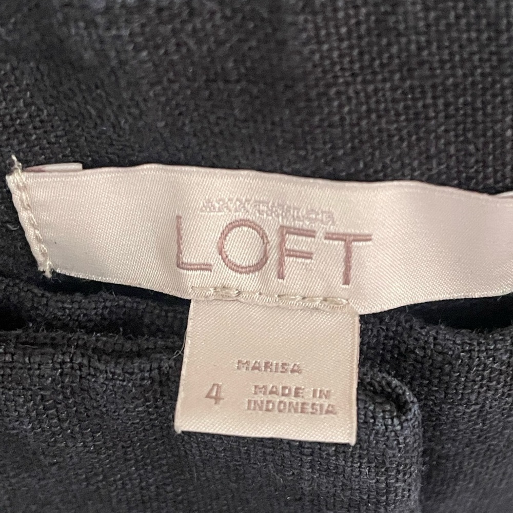 LOFT Black 100% Linen Mid-Rise Business Casual Trousers Pants Office Work NWOT - Picture 6 of 13